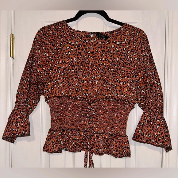 Tops - L.N.V. 70's Retro Boho Blouse Tunic Top Lace Up Bodice Long Sleeve Size M